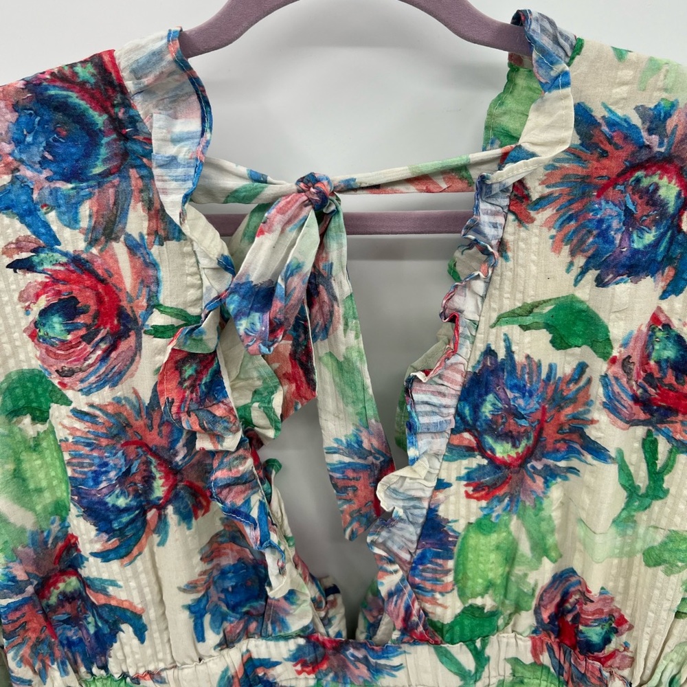 Anthropologie floral gathered crop top blouse - Picture 7 of 10